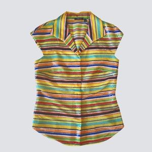 Carlisle Multicolored Sequin Shimmery Blouse Size 4 Sleeveless